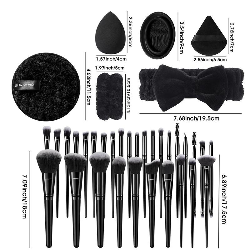 Makeup Tool Set, 44pcs set Makeup Brush & Triangle Powder Puff & Beauty Blender & Cleaning Bowl & Headband & Clean Sponge & Wristband, Makeup Accessories, Gifts for Girlfriend