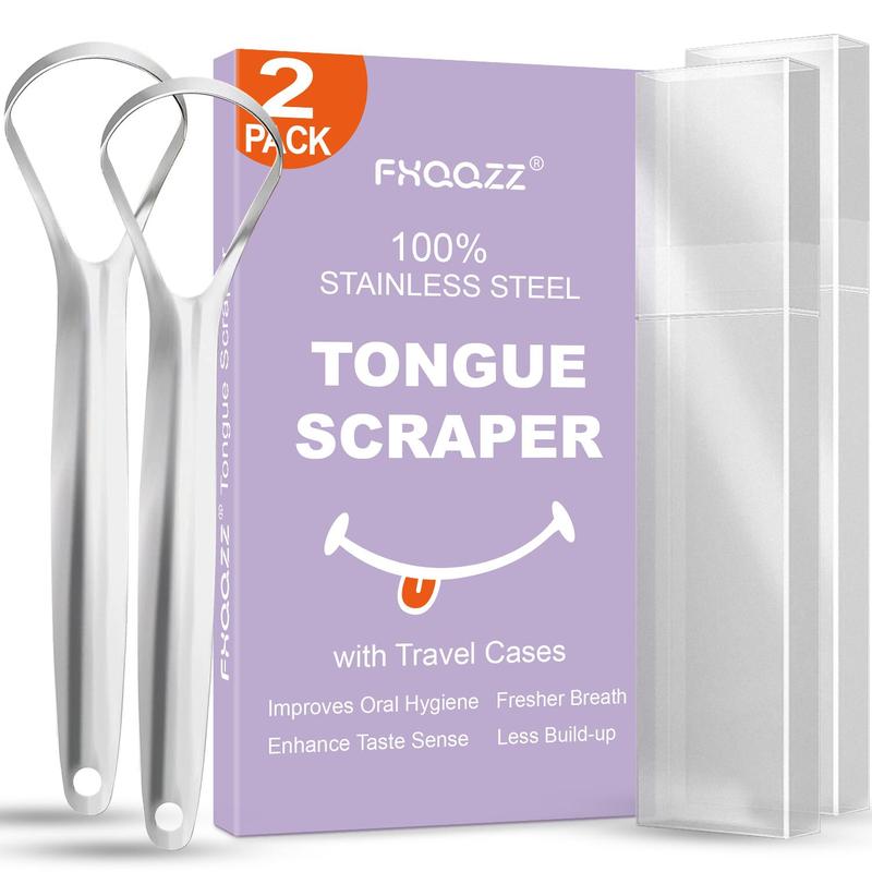 Portable Tongue Cleaner for Adults, 2pcs set Tongue Scraper with Storage Case, Oral Care Tool for Travel,