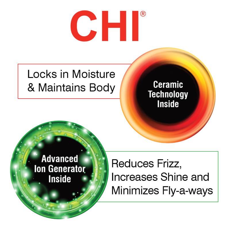 CHI 3-In-1 Round Blowout Brush with Ceramic and Ion Technology for Smooth and Silky Hair