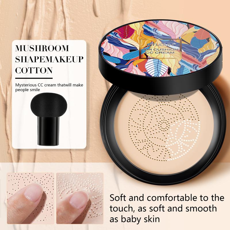 SEFUDUN Mushroom Head Liquid Foundation – Long-Lasting Nude Concealer, Moisturizing CC Liquid Foundation for Even Skin Tone – Air Cushion BB Cream, Blemish Color Makeup Base