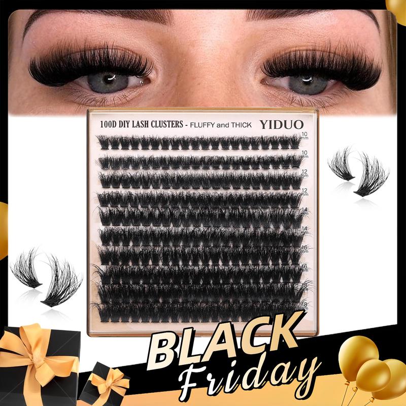 Fluffy Thick Lash Clusters, 200pcs box 10-18mm Mixed Length D Curl Lash Clusters, Wispy Individual Eyelash Extensions Clusters, DIY Fluffy Lash for Beginners, Makeup Set, Christmas Gift