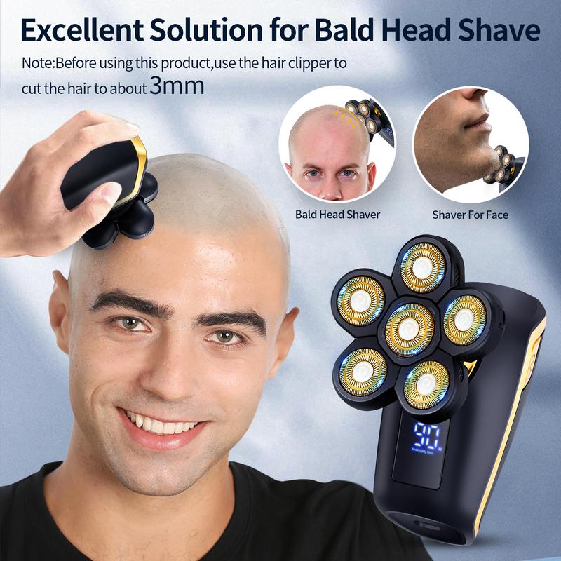 Head Shavers for Men 6D Electric Rotary Shaver Multifunctional Mens Bald Head Shaver Cordless Electric Razor for Men Waterproof Head Shaver Rechargeable Razors for Balding Man head  shaver