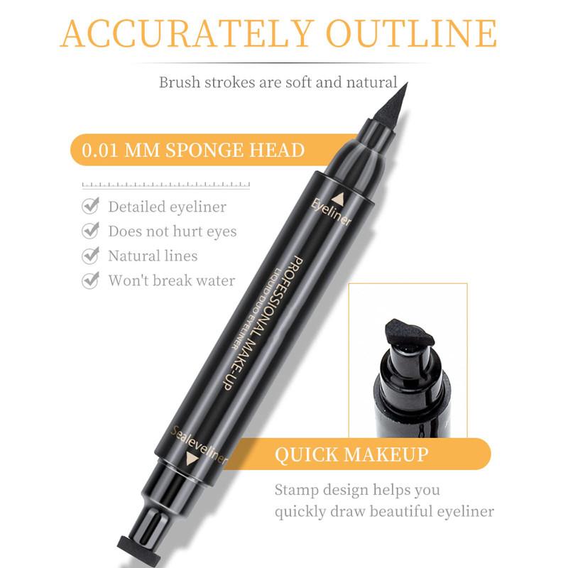 Winged Eyeliner Stamp, Eyeliner Liquid Liner, Black Eyeliner Waterproof Eyeliner Long-lasting Liquid Eyeliner & Smudgeproof Makeup Eyeliner Quadrilateral Stamp