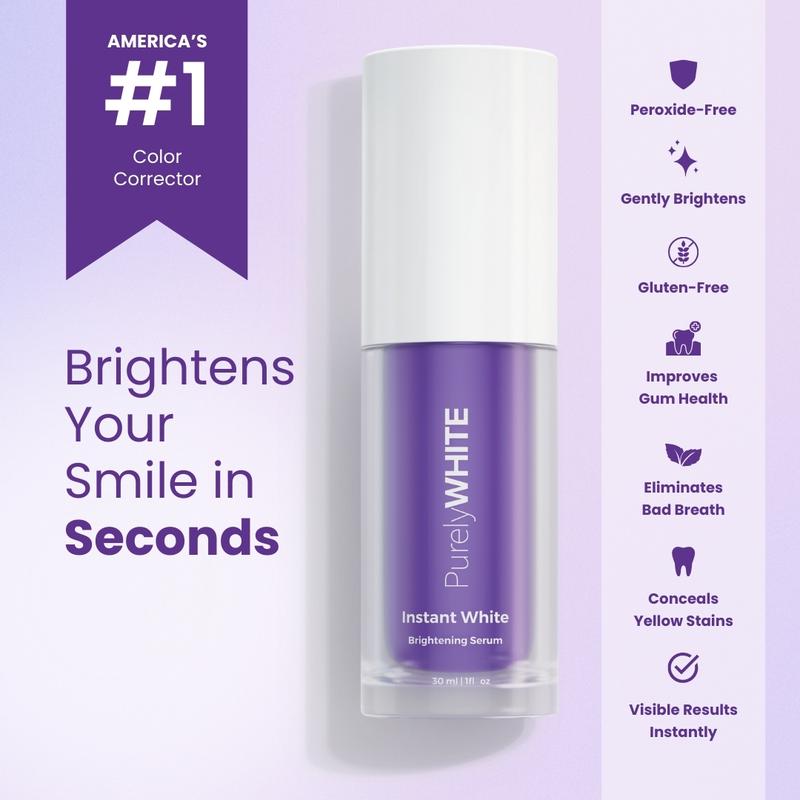 PurelyWHITE | Advanced Brightening Serum | Instant Whitening, Colour Corrector, Purple Toothpaste