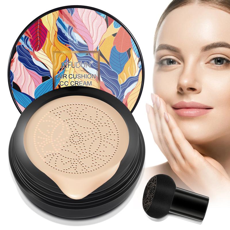 SEFUDUN Mushroom Head Liquid Foundation – Long-Lasting Nude Concealer, Moisturizing CC Liquid Foundation for Even Skin Tone – Air Cushion BB Cream, Blemish Color Makeup Base