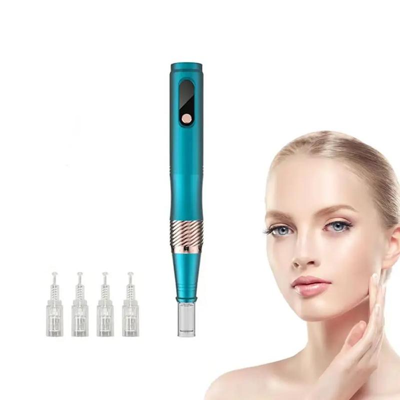 Facial Micro-needle Pen, 1 Box Facial Massage Pen with Four Replaceable Disposable Microcrystal Heads, Skincare Machine, Beauty Instrument