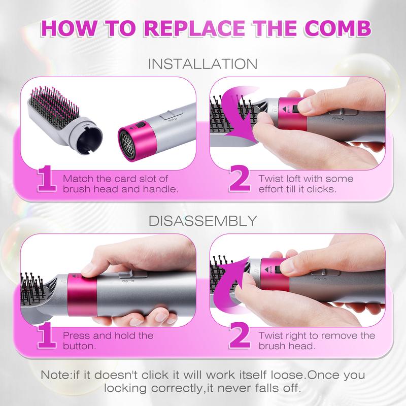 5 in 1 Curling Iron Hair Dryer Hot Air Brush Styling Tool Intelligent Heat Control Powerful Smoothing & Conditioning-Curling Iron Set Hair Dryer System,Hair Dryer Brush,Smoothing Brush,Curling Brush-Curling Iron Styler,Detachable straightening brush