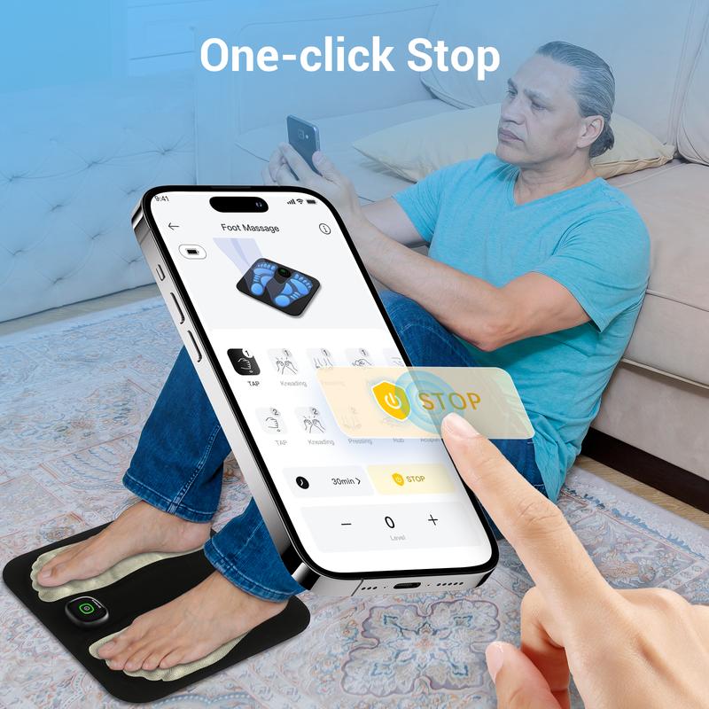 Comfytemp APP Foot Massager, Wireless Foot Massager Mat for Plantar Fasciitis, Muscle Relax, Portable Feet Massager Pad with 12 Modes & 20 Intensities Comfort