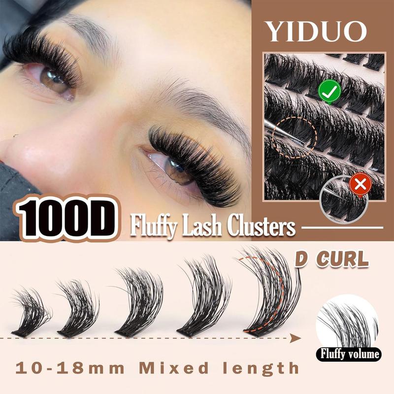 Fluffy Thick Lash Clusters, 200pcs box 10-18mm Mixed Length D Curl Lash Clusters, Wispy Individual Eyelash Extensions Clusters, DIY Fluffy Lash for Beginners, Makeup Set, Christmas Gift