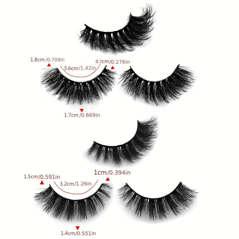 Natural Fluffy False Eyelashes, 4 Pairs Full Volume Eyelash for Lashes Extension, Volumized Eyelash Extensions for Women and Girls, Eye Makeup Product, Eyelash Extensions Kit, Portable Eye Cosmetic Tool, Christmas Gift