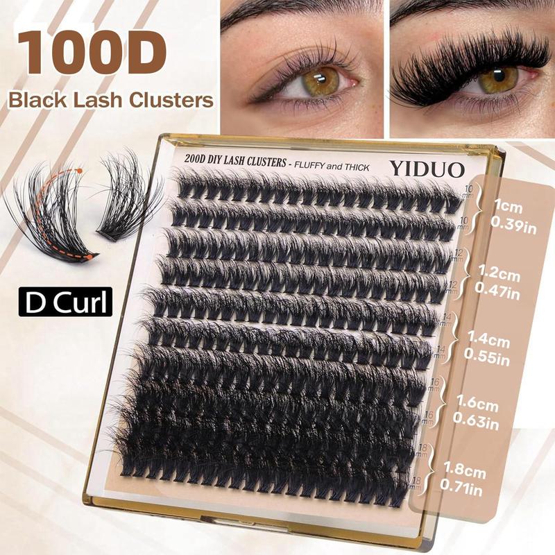 Fluffy Thick Lash Clusters, 200pcs box 10-18mm Mixed Length D Curl Lash Clusters, Wispy Individual Eyelash Extensions Clusters, DIY Fluffy Lash for Beginners, Makeup Set, Christmas Gift