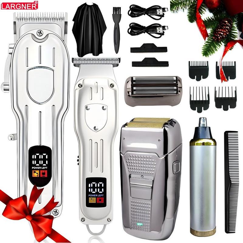 4 in 1 Hair Cutting Kit, 1 Set Professional Hair Clippers & Shaver with Digital Display, Cordless Beard Trimming Tool for Men, Rechargeable Hair Grooming Set, Trimmer Set, Christmas Gift, Stocking Fillers, Winter & New Year Gift