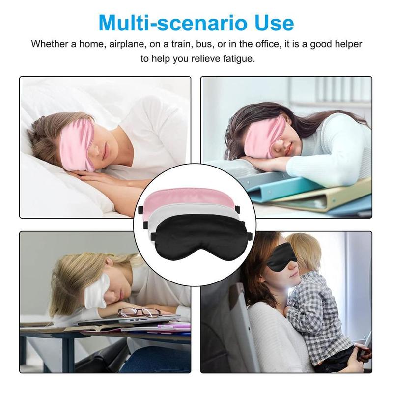 3pcs set Sleeping Eye Mask, Silk Eye Mask with Adjustable Strap for Night Travel Nap