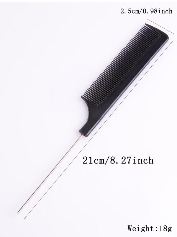 Professional Pointed Tail Hair Comb, Simple Anti-static Hair Dye Brush for Women & Girls, Barber Steel Needle Comb, Salon Hairdresser Barber Accessories