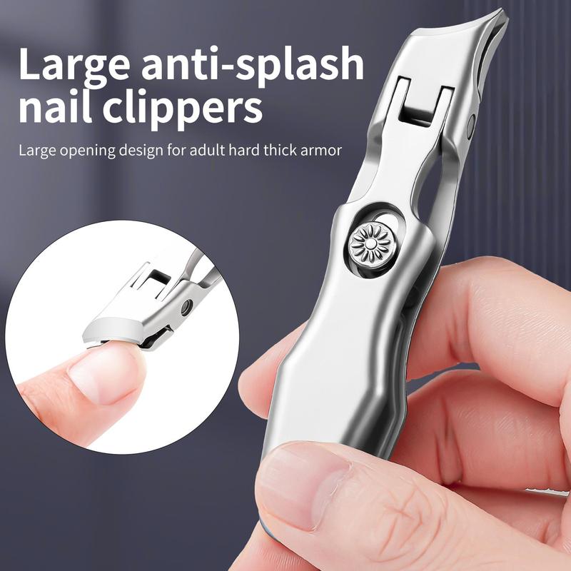 Stainless Steel Nail Clipper, 1 Box Ultra Wide Jaw Opening Nail Clipper with Nail File, Ultra Sharp Stainless Steel Nail Clippers for Tough Nails, Christmas Gift