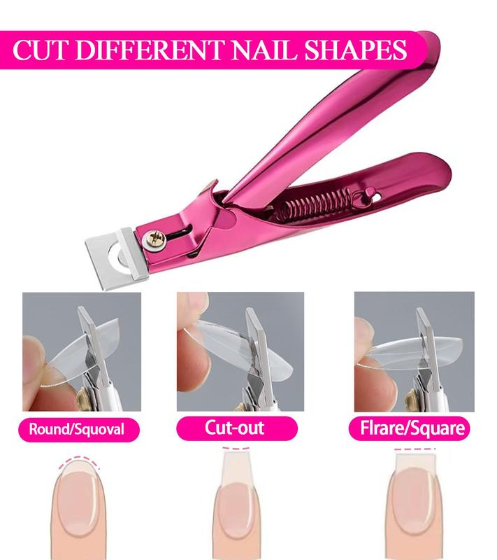 Acrylic False Nail Clippers with Magnets Sizer, Tip Cutter for False Nails with Length Measurement, Adjustable Stainless Trimmer, Manicure Tool for Salon Home Art, Nail clippers, Nail fungus, Nail point