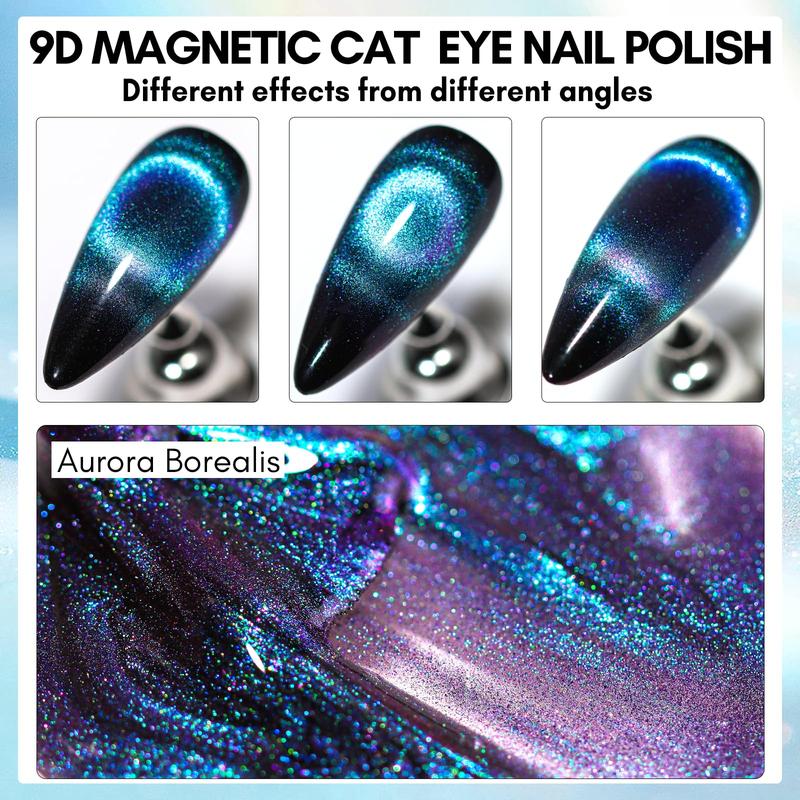 Makartt Gel Nail Polish, Black Hole Cat Eye Gel Polish 10ml Sparkly Cat Eye Glitter Spring Gel Polish with Magnet Stick Soak Off UV LED Manicure Nail Art Designs Valentines gift home DIY gel-x Nail Care Cutics Cosmetic