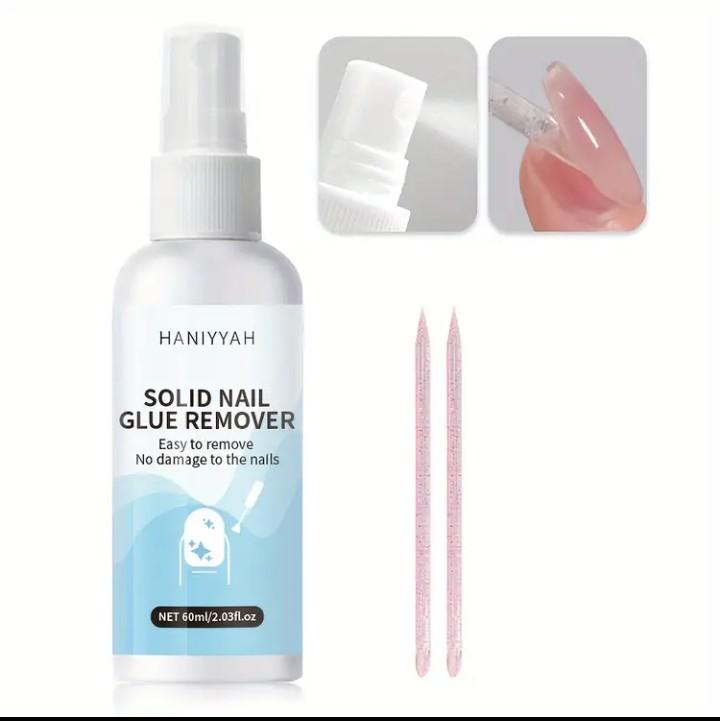 Haniyyah Solid Nail Glue Remover for Easy Removal - Nail Polish Remover - Nail Care with Two Free Cuticle Sticks