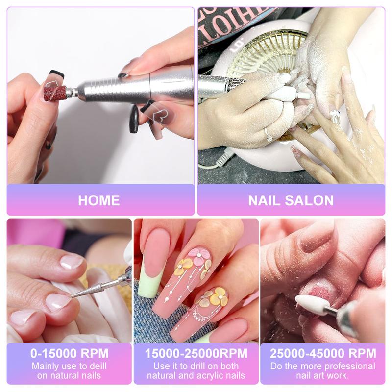 45000RPM Rechargeable Electric Nail Drill Machine With USB Connector Nail Polish Remover Drill Set Manicure Sander Low Noise