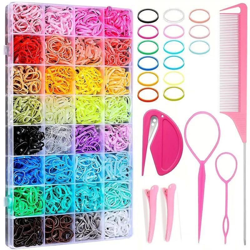 Colorful Hair Ties & Hair Clips Set, 2006pcs Hair Accessories Set with Storage Box, Hair Styling Tail Tool Set, Heatless Curlers, Hair Bands, Haircare Styling Tools for Girls, Fall Gift, Christmas Gift