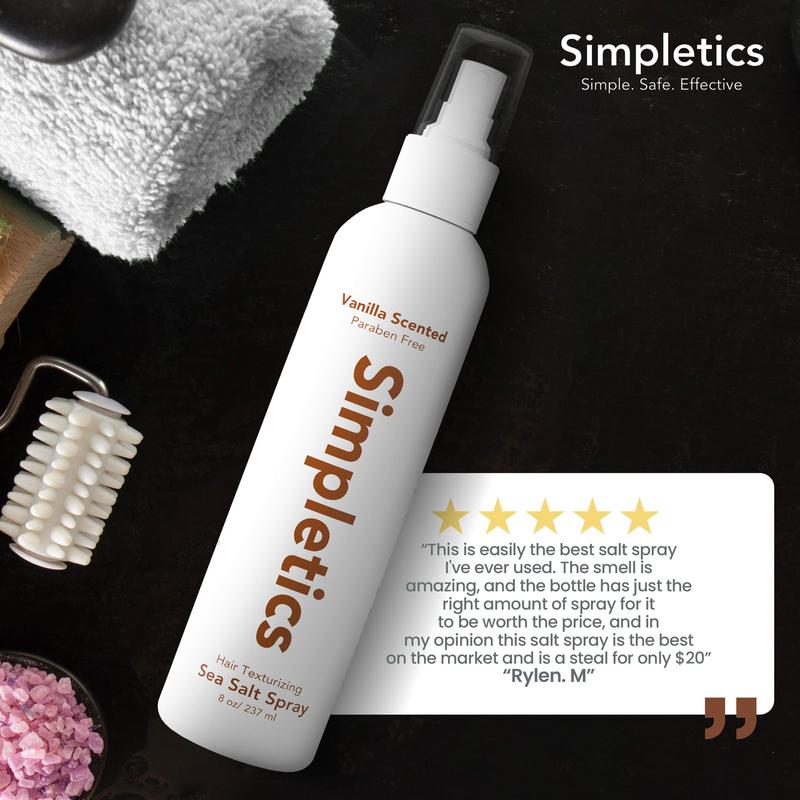 Simpletics - Sea Salt Spray - Texturizing Product for Fluffy, Voluminous Hair, 5 Simple Ingredients - 8oz