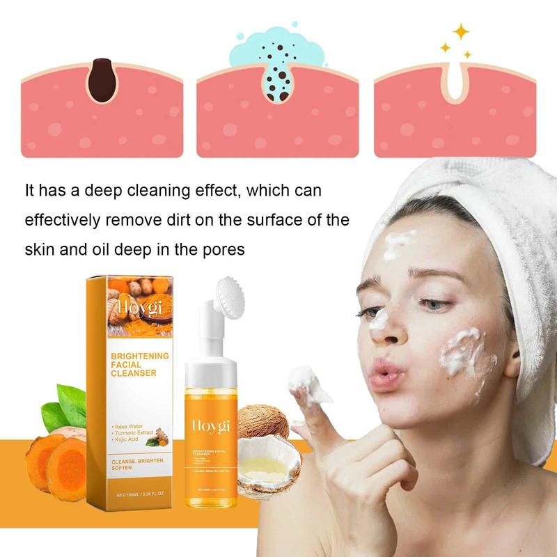 Turmeric Facial Cleansing Set, 1 Count Facial Cleanser & 60pcs pack*1 Pack Cleansing Pad, Deep Cleansing Facial Skin Care Set, Daily Skincare Set