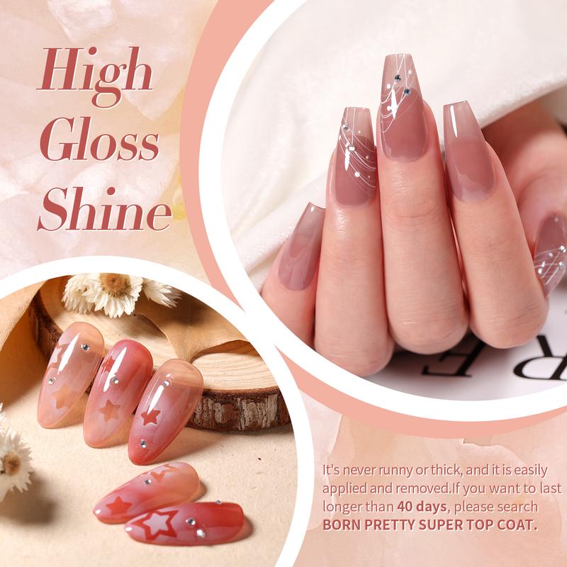 BORN PRETTY Jelly Gel Nail Polish Set Wine Red 6 Colors Wild Rose Crystal Transparent Gel Polish Kit French Nail Art Varnish Manicure Collection Gift Set Salon Style DIY At Home Nail Care