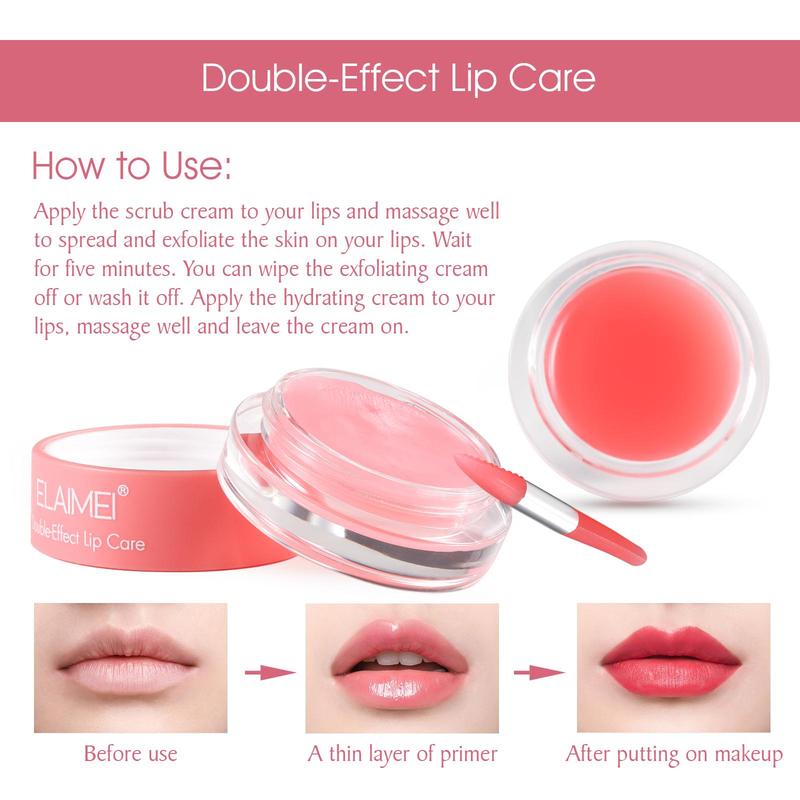 Strawberry & Peach Flavor Lip Care, 2 Counts set Moisturizing & Exfoliating Lip Mask, Hydrating Lip Care Product for Women & Girls