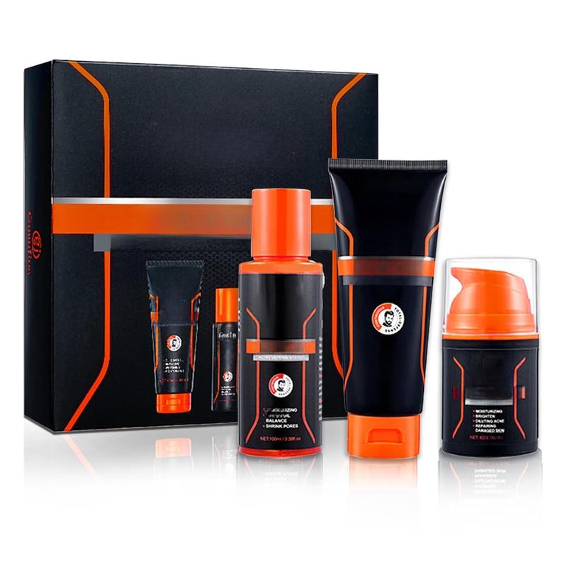 3 Pack Facial Mens Gift Box Set with Daily Face Wash,Facial Toner & Long Lasting Mens Face Moisturizer