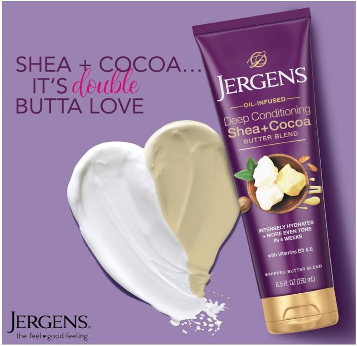 Jergens Shea + Cocoa Butter Body Lotion for Dry Skin, Deep Conditioning Moisturizer, with Vitamins E & B3, 8.5 oz