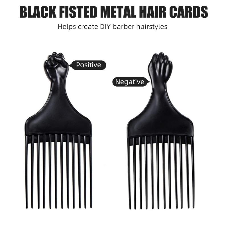 Black Afro Comb, Hair Pick for Curly Hair, Plastic Afro Pick for Women and Men, Detangle Wig Braid Hair Styling Comb, Hair Pick Comb for Styling, Curly Hair Comb…