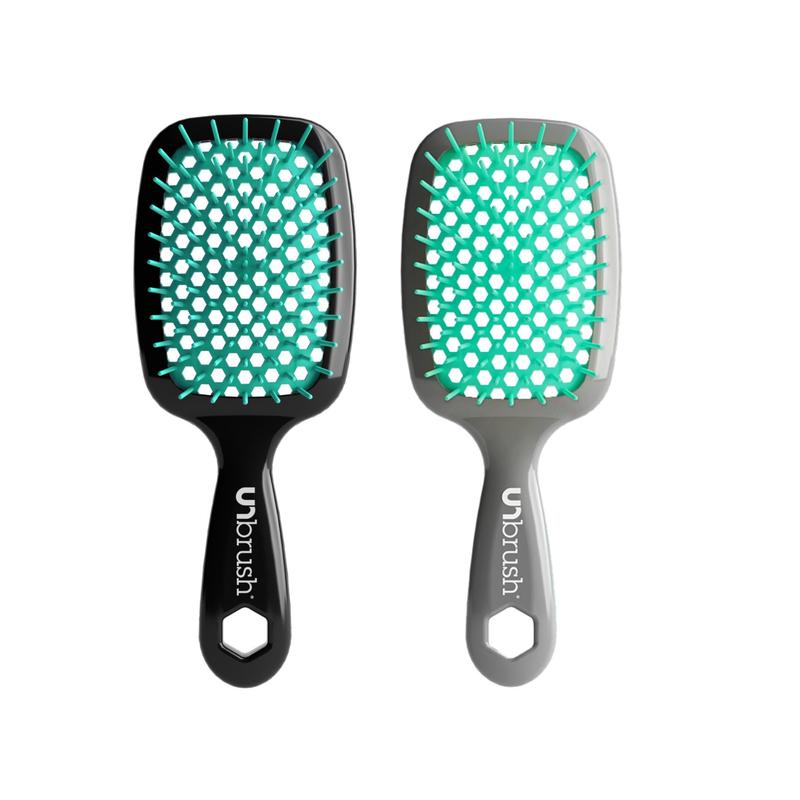 FHI Heat UNbrush Detangling Brush Duo: Black and Grey Handle Duo Haircare Heatless