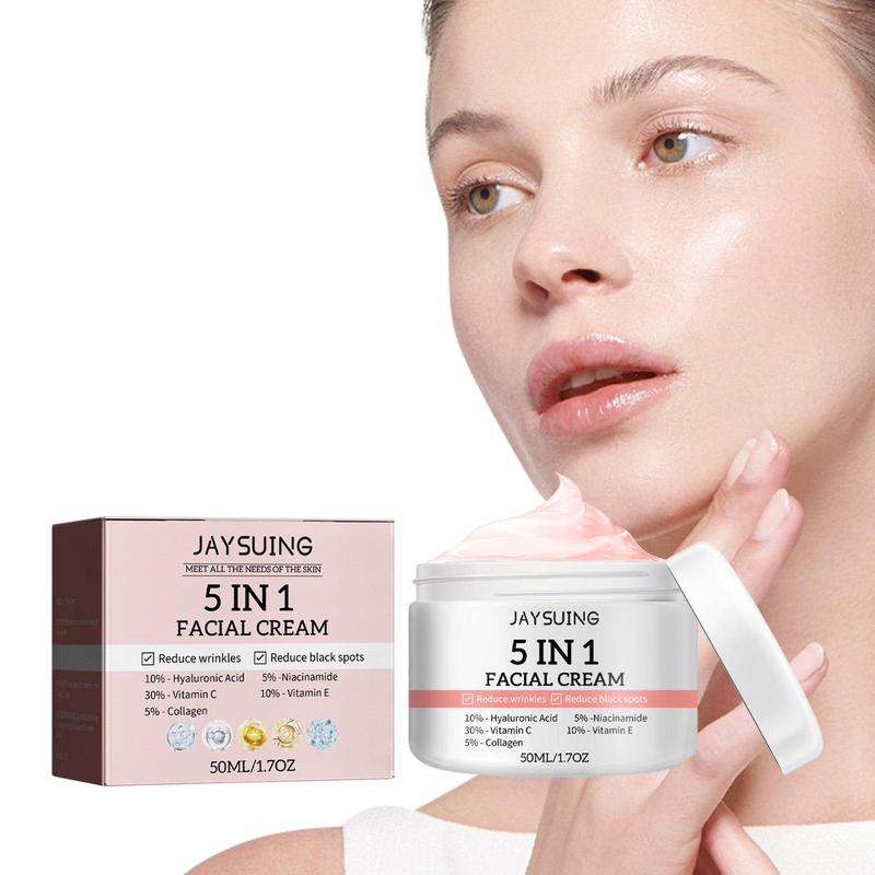 5 in 1 Moisturizing Face Cream, Hydrating & Nourishing Moisturizer, Skin Care Cream for All Skin Types, Face Lotion for Improving Skin Elasticity