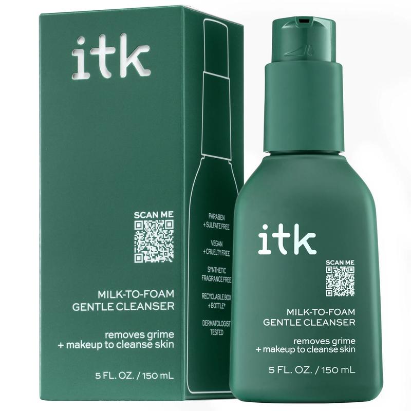 ITK Skincare Milk-to-Foam Gentle Cleanser Pro vitamin B5 2-in-1 Face Wash + Makeup Remover