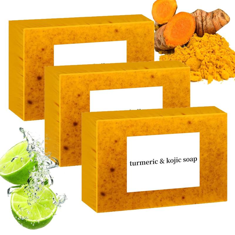 3PCS Lemon Turmeric Kojic Acid Soap Lemon Kojic Acid Soap Bar Turmeric Soap Bar Kojic Acid Soap for Face