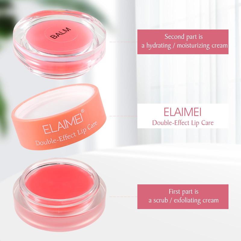 Strawberry & Peach Flavor Lip Care, 2 Counts set Moisturizing & Exfoliating Lip Mask, Hydrating Lip Care Product for Women & Girls