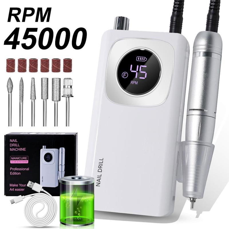 45000RPM Rechargeable Electric Nail Drill Machine With USB Connector Nail Polish Remover Drill Set Manicure Sander Low Noise