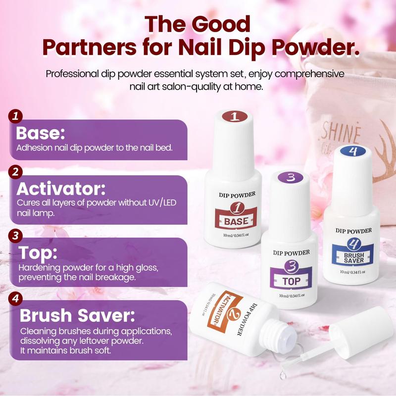 Dip Powder Nail Kit- 56 Color Nail Dip Powder Starter Kit Quick Drying Dip Powder for Home Salon Dipping Nail Manicure