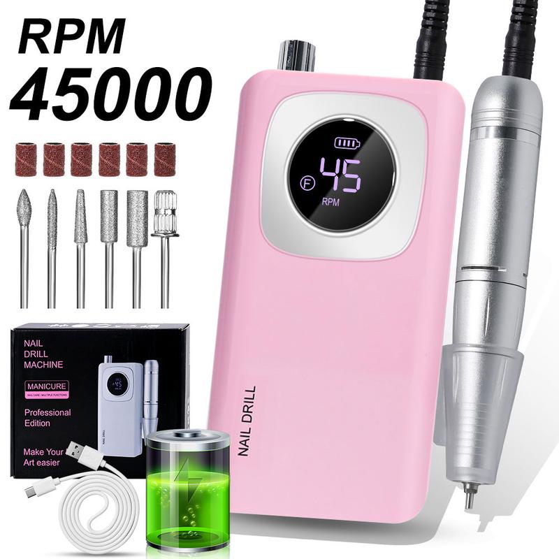 45000RPM Rechargeable Electric Nail Drill Machine With USB Connector Nail Polish Remover Drill Set Manicure Sander Low Noise