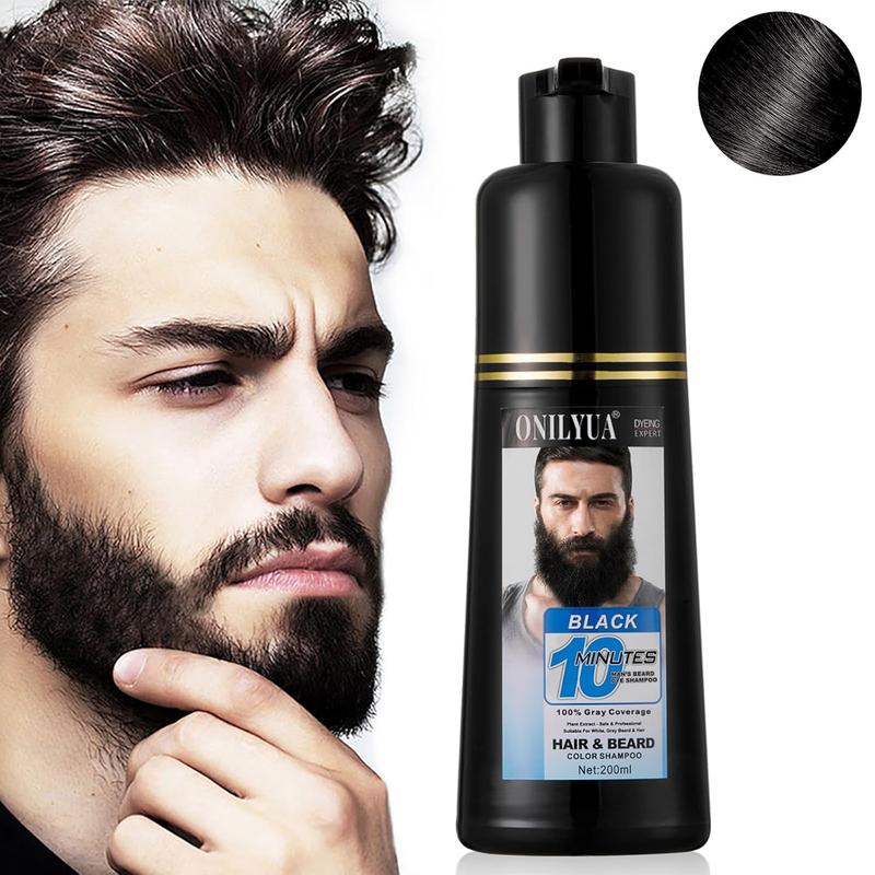 Men's Beard Color Shampoo,Instant 10Mins Dye Black for Mustache Beard Darkening Hair Dye Haircare