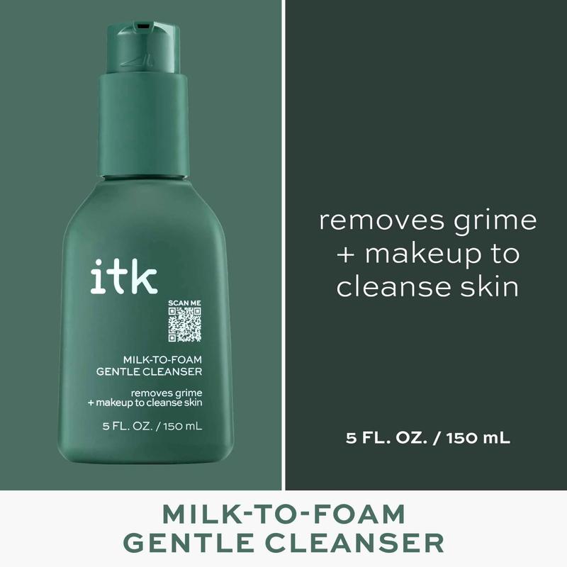 ITK Skincare Milk-to-Foam Gentle Cleanser Pro vitamin B5 2-in-1 Face Wash + Makeup Remover