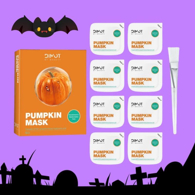 Pumpkin Facial Mask, 8 Counts box Moisturizing & Hydrating Face Mask, Skin Care Face Mask, Korean Firming Skin Wash Off Face Mask