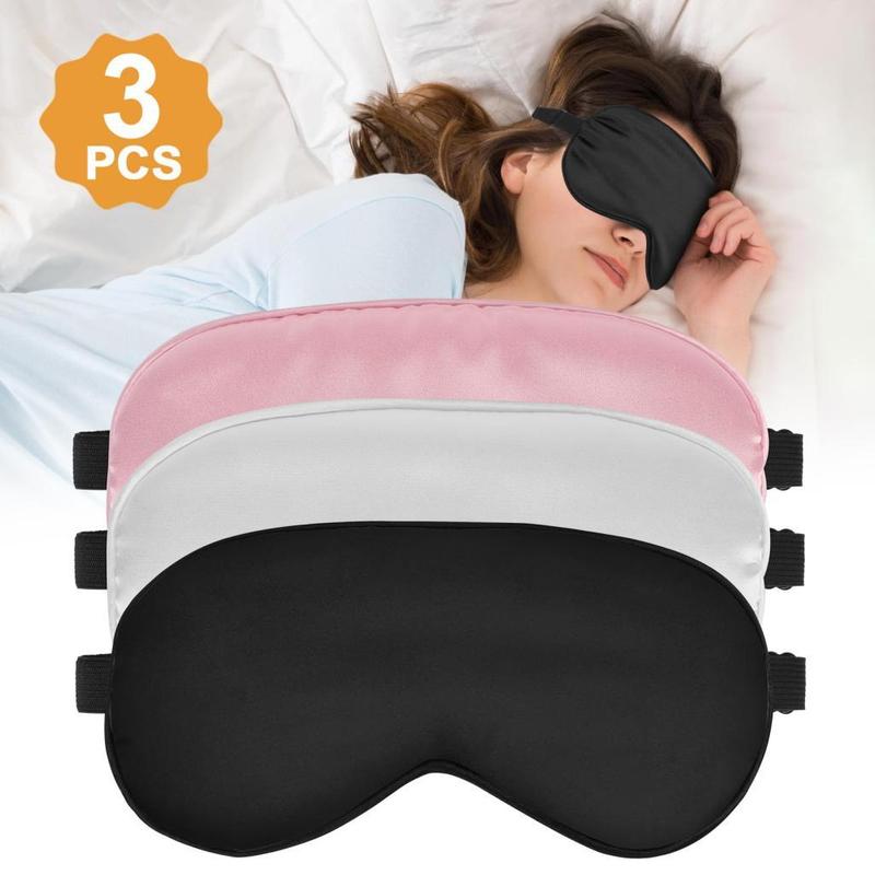 3pcs set Sleeping Eye Mask, Silk Eye Mask with Adjustable Strap for Night Travel Nap