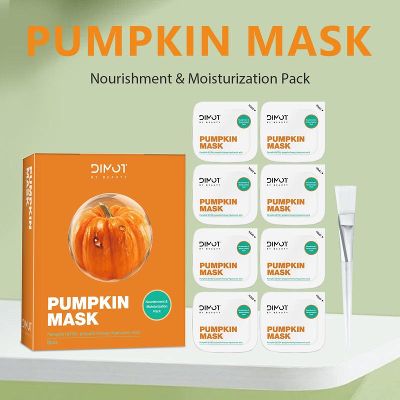 Pumpkin Facial Mask, 8 Counts box Moisturizing & Hydrating Face Mask, Skin Care Face Mask, Korean Firming Skin Wash Off Face Mask