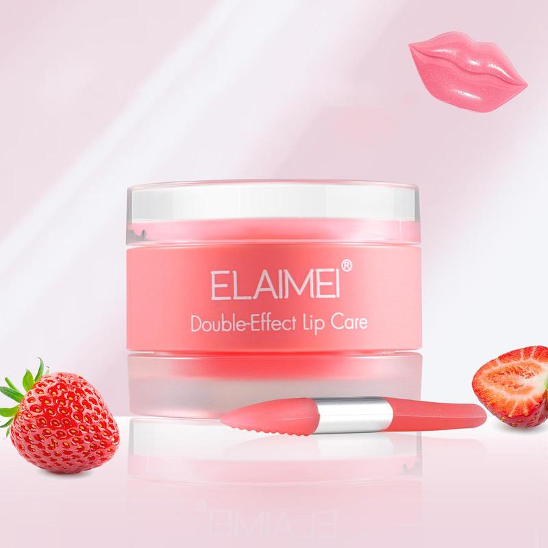 Strawberry & Peach Flavor Lip Care, 2 Counts set Moisturizing & Exfoliating Lip Mask, Hydrating Lip Care Product for Women & Girls