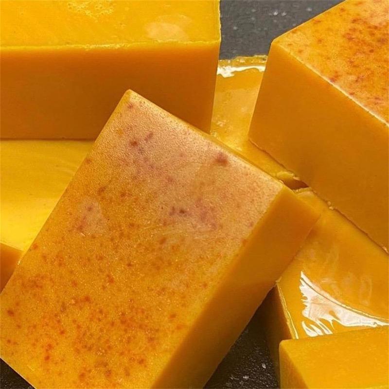 Lemon Turmeric & Kojic Acid Soap Bar, Face & Body Wash, Dark Spot Reducer, Daily Skin Cleanser Sets for Acne-prone Skin, Moisturizing Gentle Kojic Acid Soap Bar Set with Soap Saver Bags, Halloween, Fall handmade soap