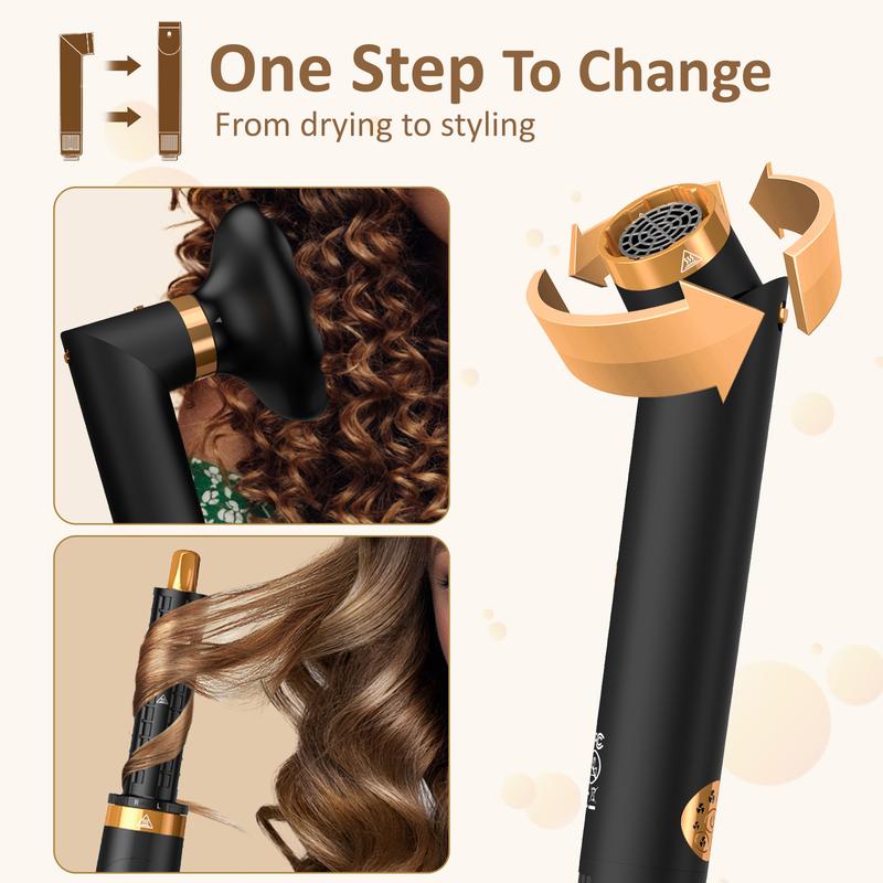 5-in-1 hair styler set high-speed powerful dryer curling wand straightening comb and oval brush Perfect for all hair type and styles Smoothing Comfort