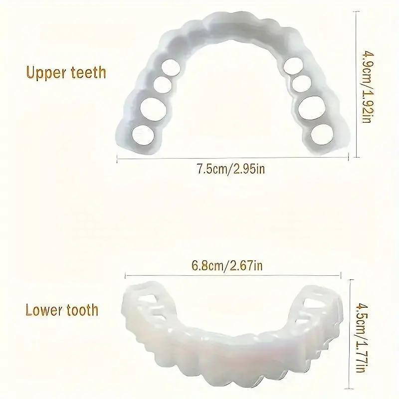 4-pieces, Comfortable And Flexible Disposable White Artificial Braces With Dental Veneer For Upper And Lower Teeth, For Both Men And Women