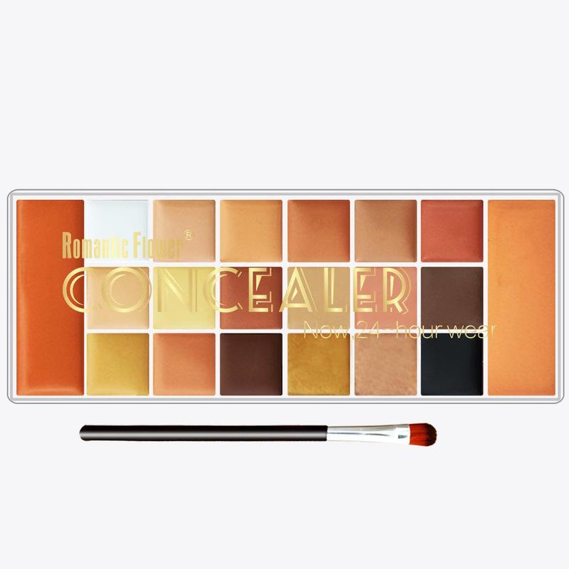 20 Color Concealer Palette & Brush, 2 Counts set Long Lasting Concealer Palette & Concealer Brush, Highlighter Makeup Palette Makeup Set for Women