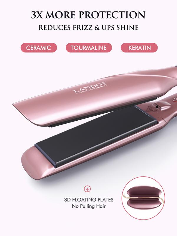 Straightener and Curler 2 in 1 -Professional Ceramic Straightening Curling Iron for Straighten Curl Wave Hair - Dual Voltage 12 Digital Heat Settings